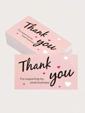 25 Pink Thank You Card For Supporting My Small Business
